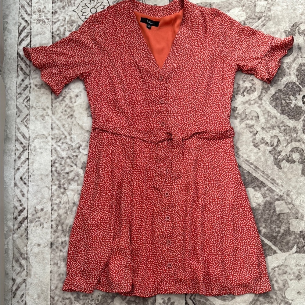 Lulus Burnt Orange Button Tie Front Sundress - image 1